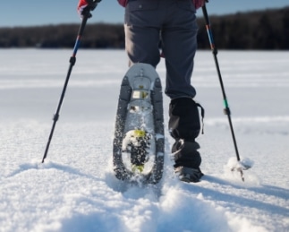 Free snowshoeing when you rent an ice fishing hut on Lake Simcoe